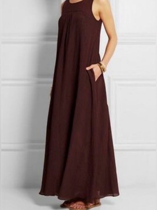 Madewell Dresses & Skirts - Madewell Cotton-Silk Sleeveless Crinkle Plum Maxi Dress
